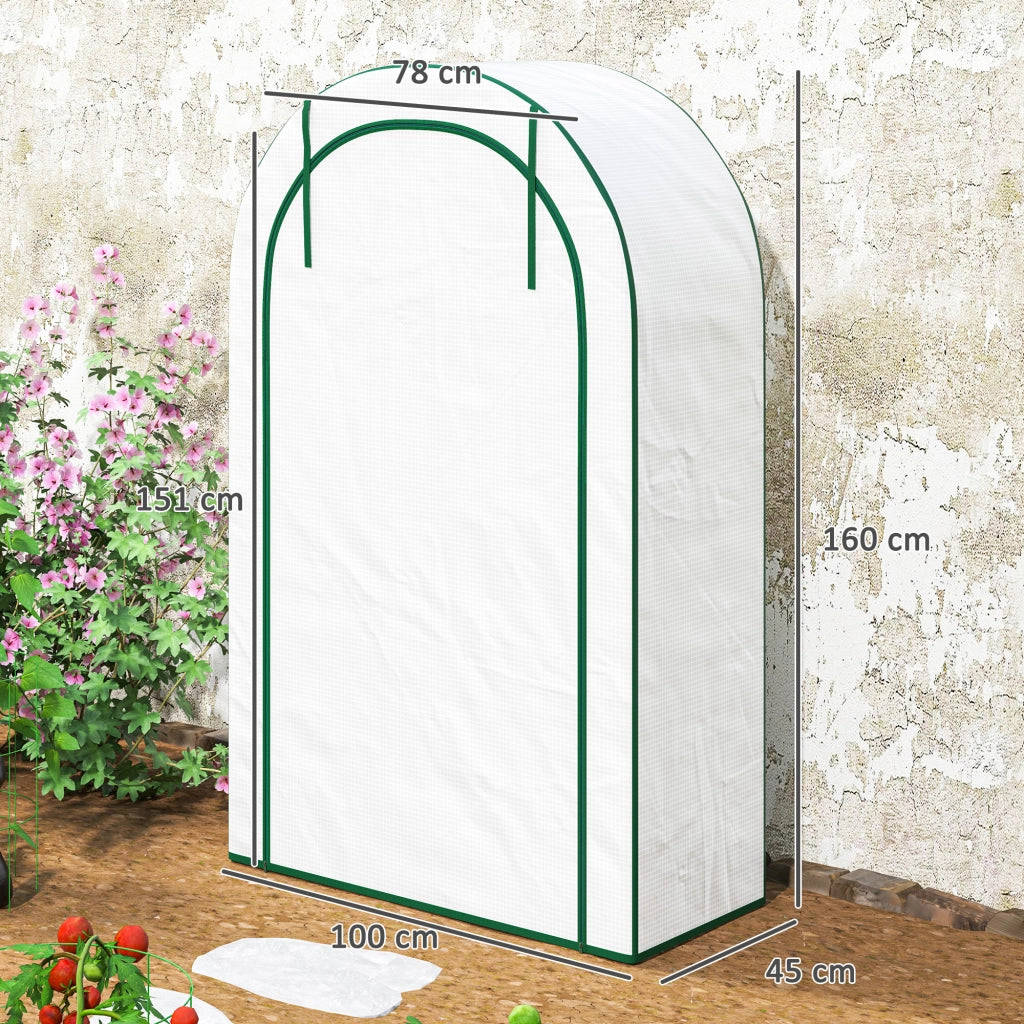 Serra a tunnel con porta avvolgibile e 7 ripiani in acciaio 100x45x160 cm bianca