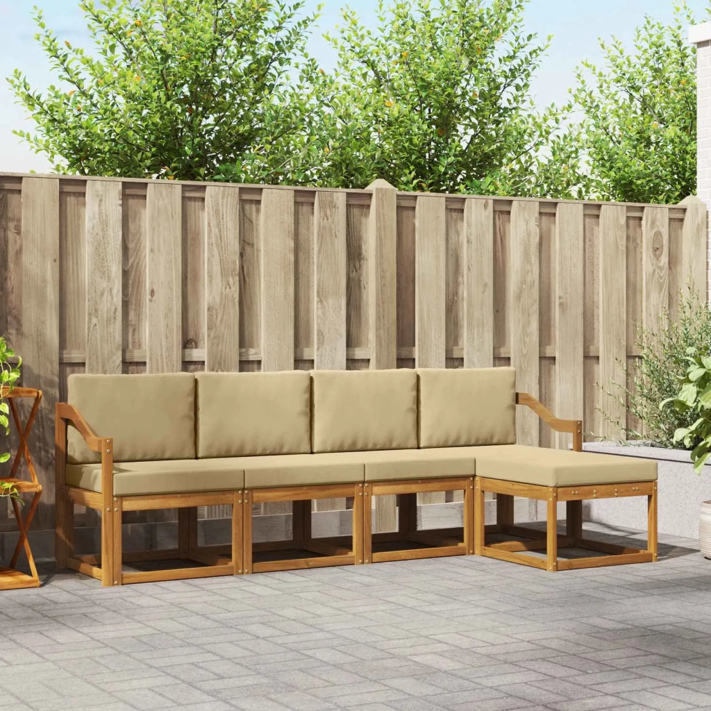 Set di divani da esterno con cuscino 5 pcs Naturale e Beige 3366271