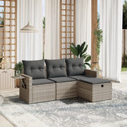 Set Divano da Giardino 4pz con Cuscini Grigio Chiaro Polyrattan 3263758