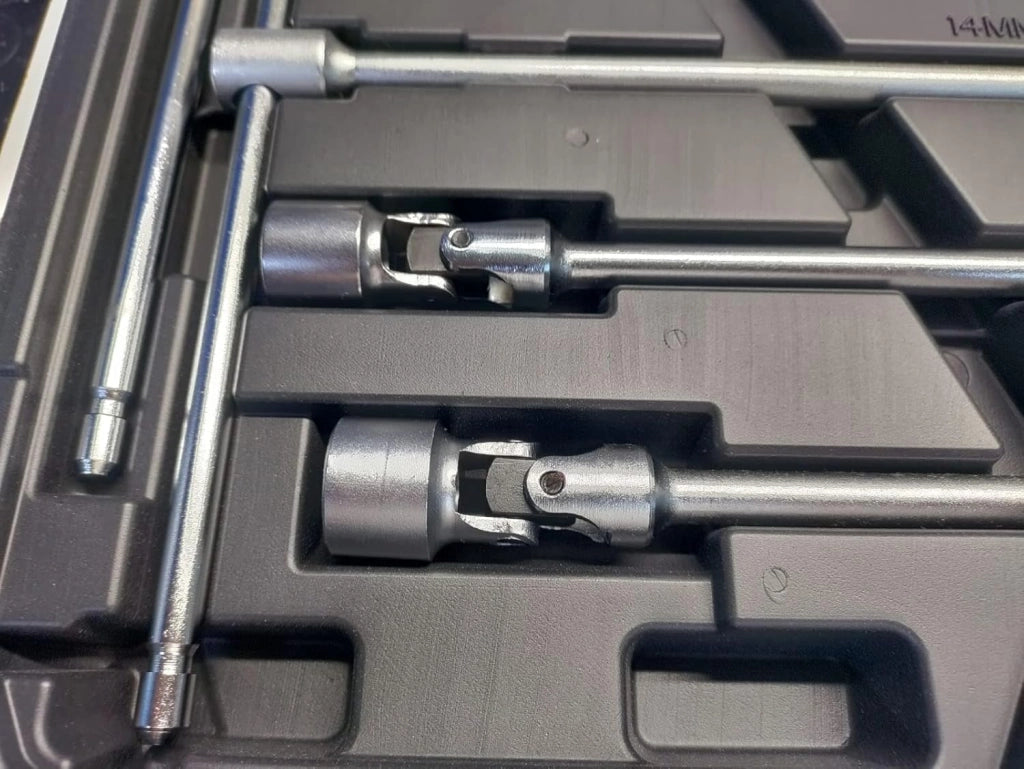 Set 7 Chiavi a T Snodate Doppio Snodo Lunghe 8-19 mm con Supporto