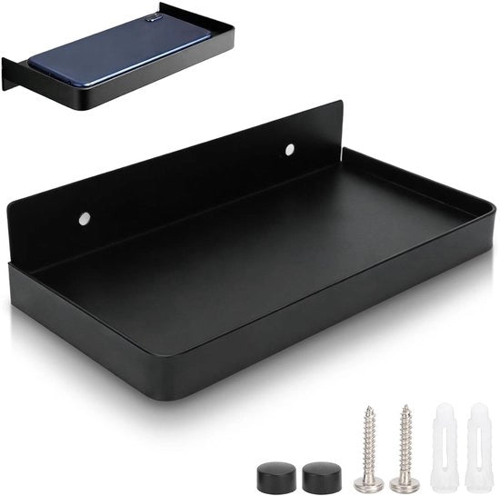 Sostegno per Telefono da Bagno Multifunzionale - Montaggio a Parete - Accessorio da Bagno - Acciaio Inossidabile - 185x90mm - Adatto per Telefoni Cellulari - Sostegno per Parete