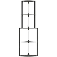 Lampada da terra con ripiani ad angolo 4 livelli, LED dimmerabile, 55,5 x 39,5 x 163 cm, Nero