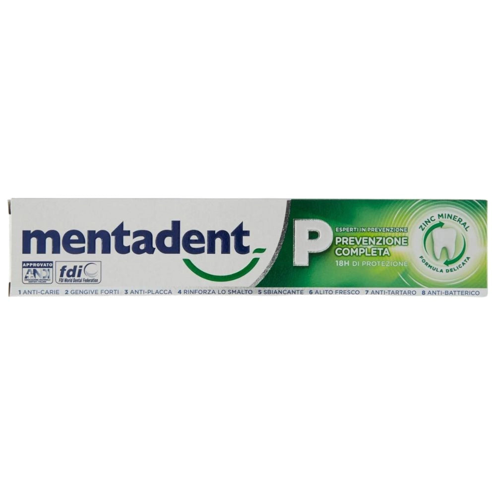 Dentifricio mentadent p prevenzione completa pezzi 6 verde tubo 75 millilitri