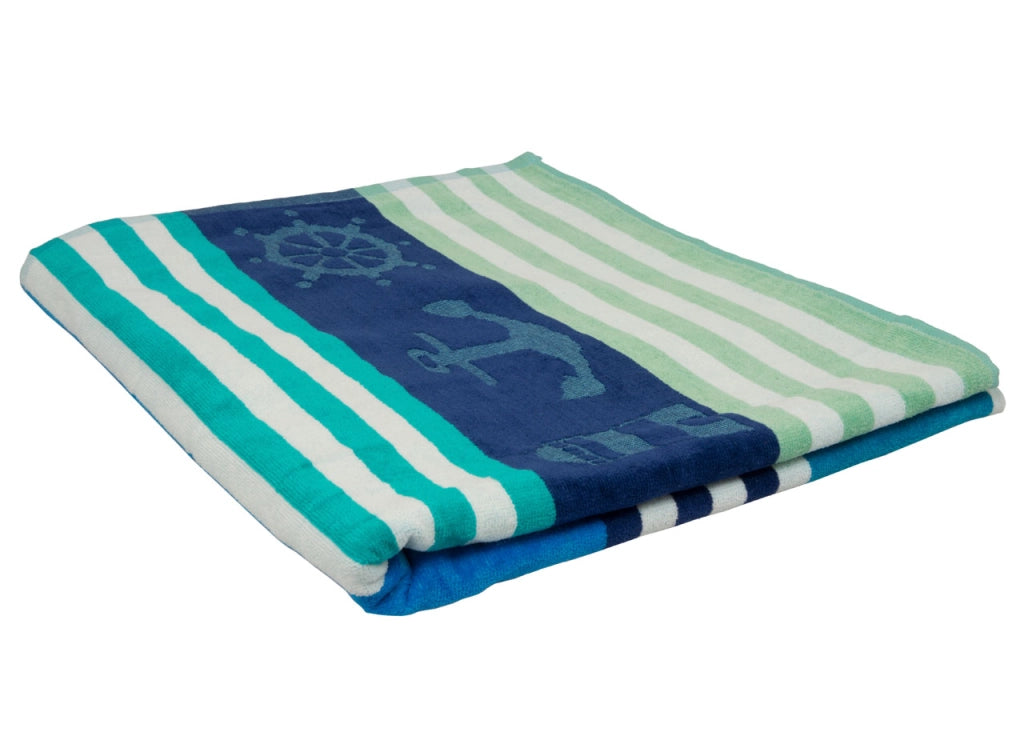 Telo Mare Jacquard Spugna Asciugamano Spiaggia Disegno Nautik