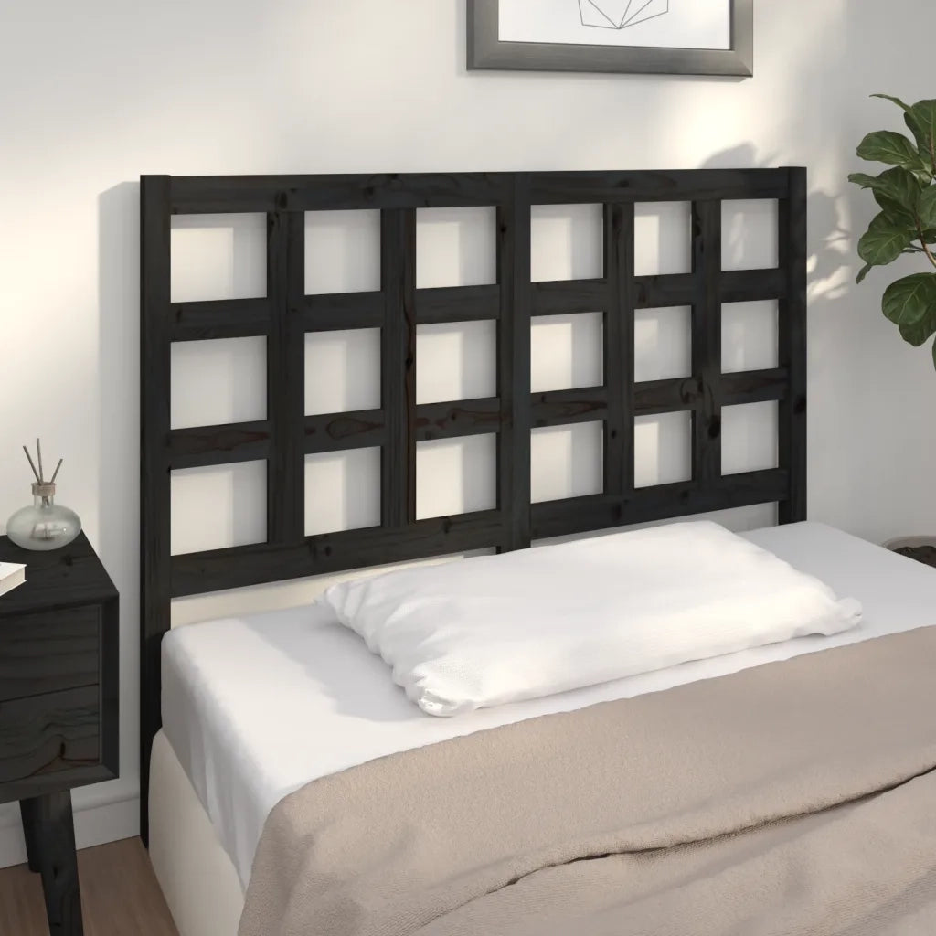Testiera | Testata per Letto Nera 125,5x4x100cm in Legno Massello di Pino