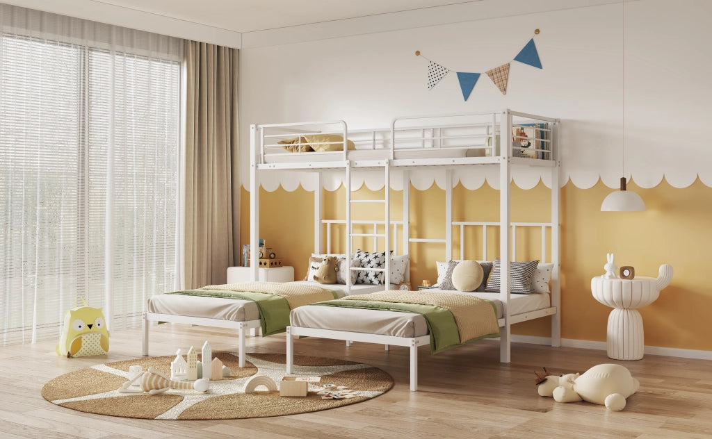 Letto a castello triplo funzione ripiano metallo 90x200 cm