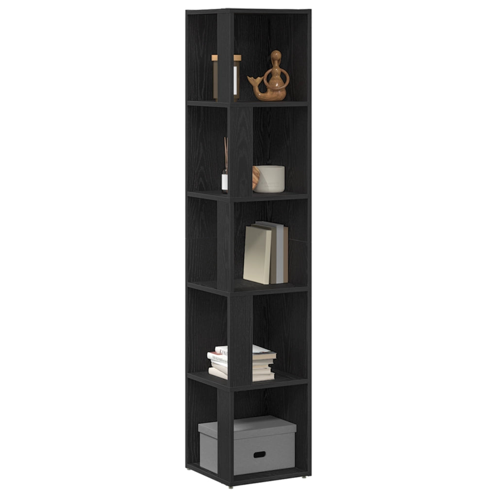 Armadio Angolare  Nero Quercia 33x33x164,5 cm in Legno Ingegnerizzato