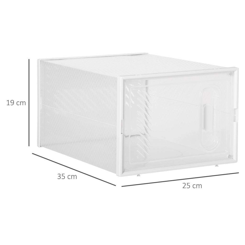 Scarpiera Modulare 18 Box 25x35x19 cm in Plastica PP Trasparente e Bianco