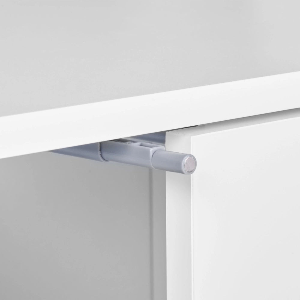 Mobile lavabo Bamboo MDF con gambe in legno di pino scaffali e spazio di archiviazione, arredamento per bagno bianco e legno chiaro
