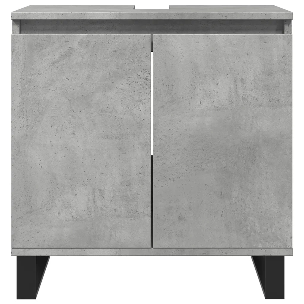 Set Mobili da Bagno 3 pz Grigio Cemento in Legno Multistrato