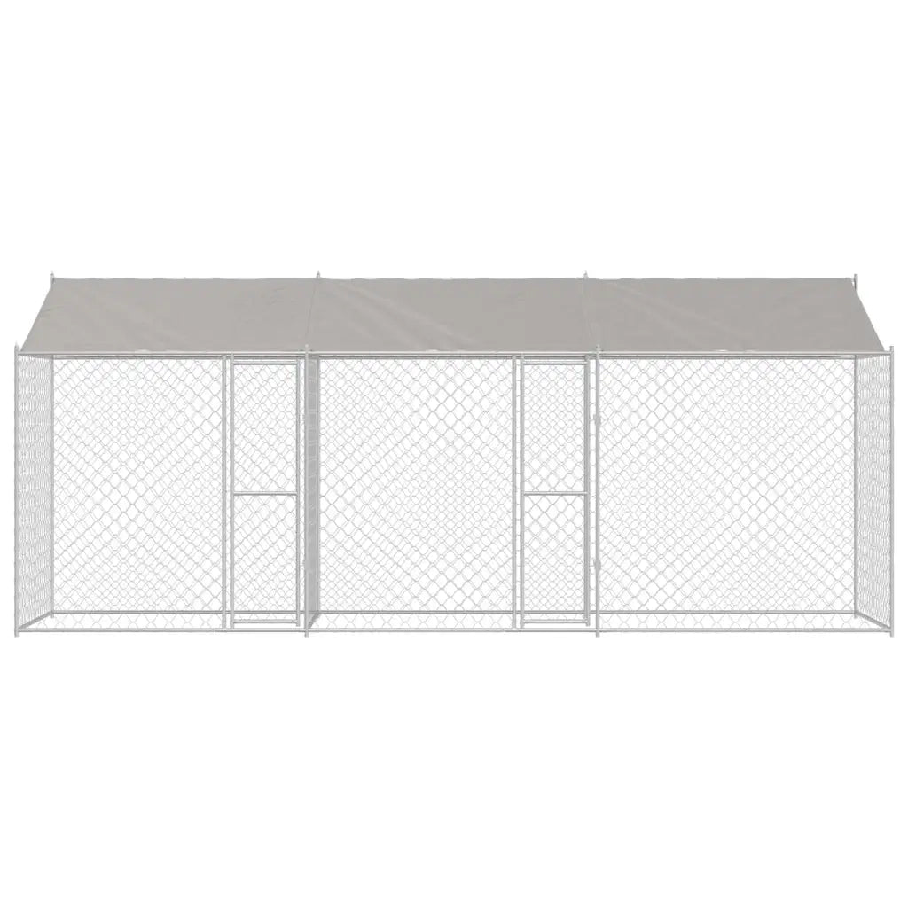 Gabbia per Cani con Tetto Argento 600 x 200 x 256 cm 3368304