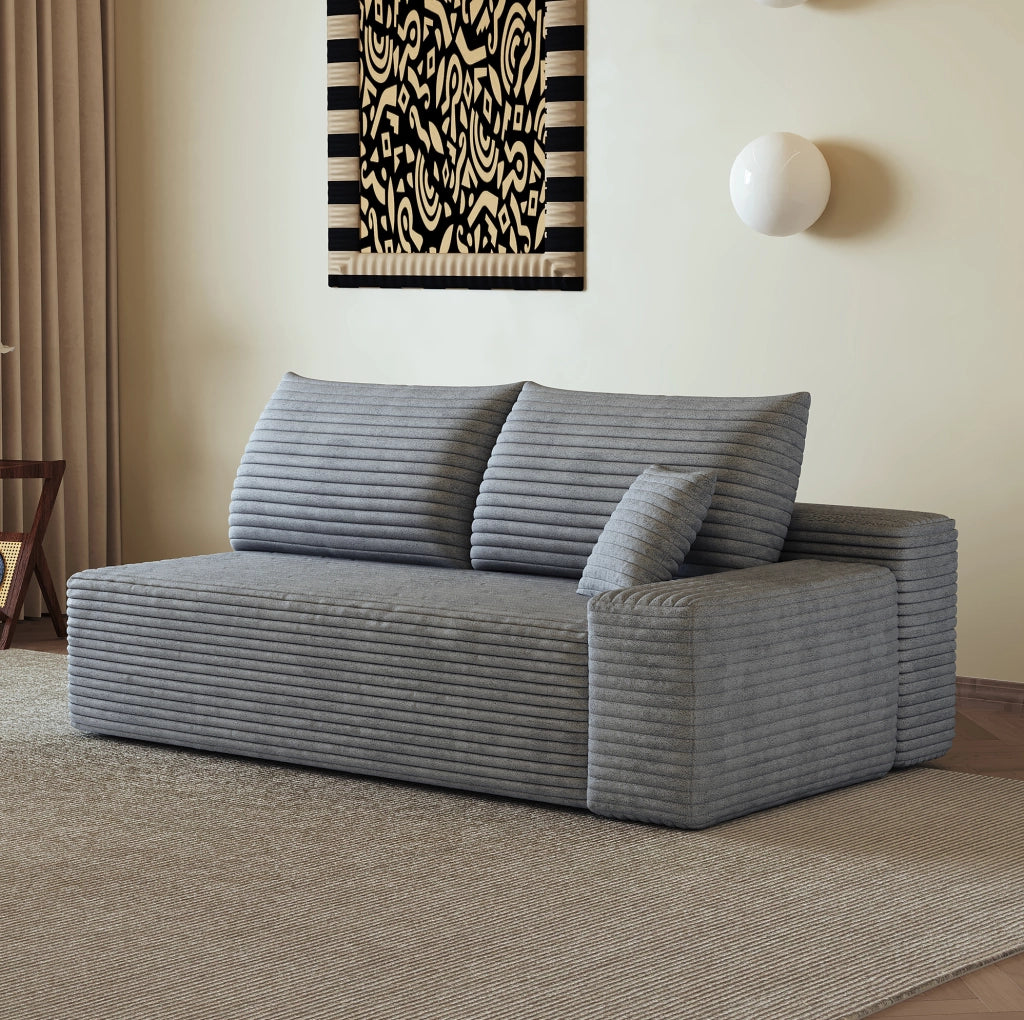 DIVANO 2 posti reversibile con chaise longue destra, tessuto grigio