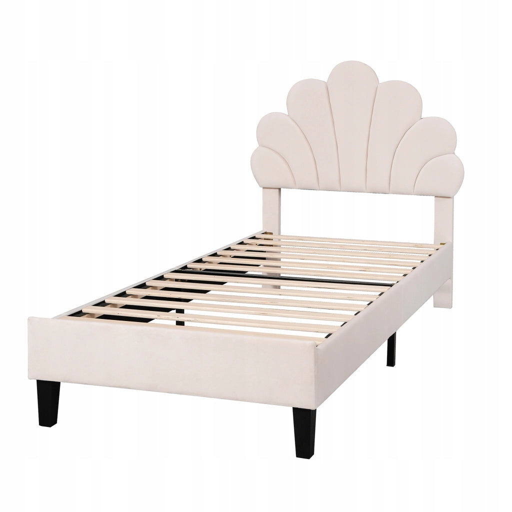 Letto 90x200 Beige con testata floreale - Xylo