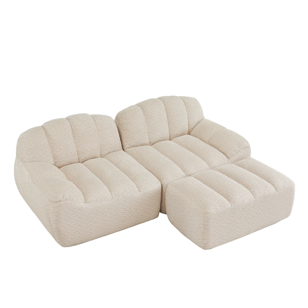 Divano Modulare 2 Posti con Ottoman, Chaise Longue ¨C Xylo ¨C Beige
