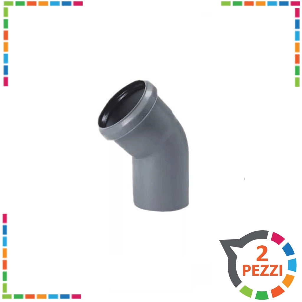Curva 15° diam. 40 mm per tubo scarichi domestici 2 pezzi