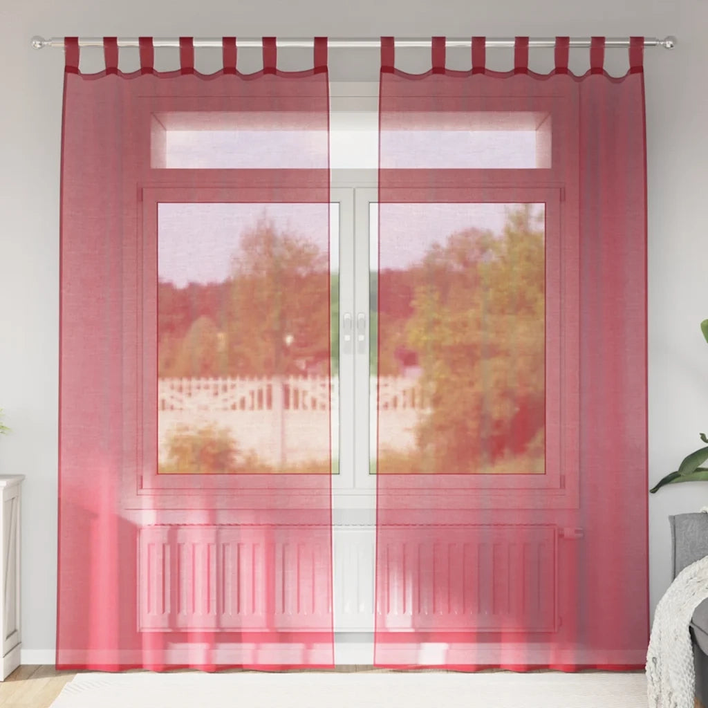 Tende in Voile con Tasche per Aste 2 pz Rosso Vino 4102249