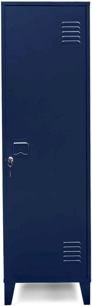 Armadietto ESTER con porta in metallo blu scuro, design industriale