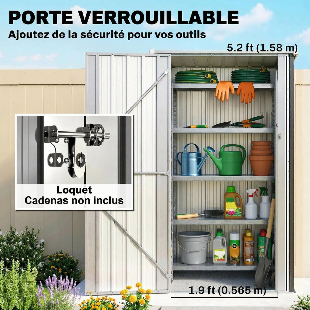 Armadio da Giardino con Porta Bloccabile ¨C zephmum ¨C Grigio Antracite 83x89x163cm