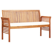 Panca da giardino mobili da esterno per patio panca da terrazza a 3 posti con cuscino 150 x 60 x 90 cm legno massello di acacia 02_0011315