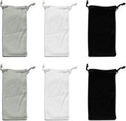 Set di 6 custodie occhiali - custodia occhiali portatile con cordoncino - borsa di stoffa per occhiali - accessori occhiali - Nero - M.