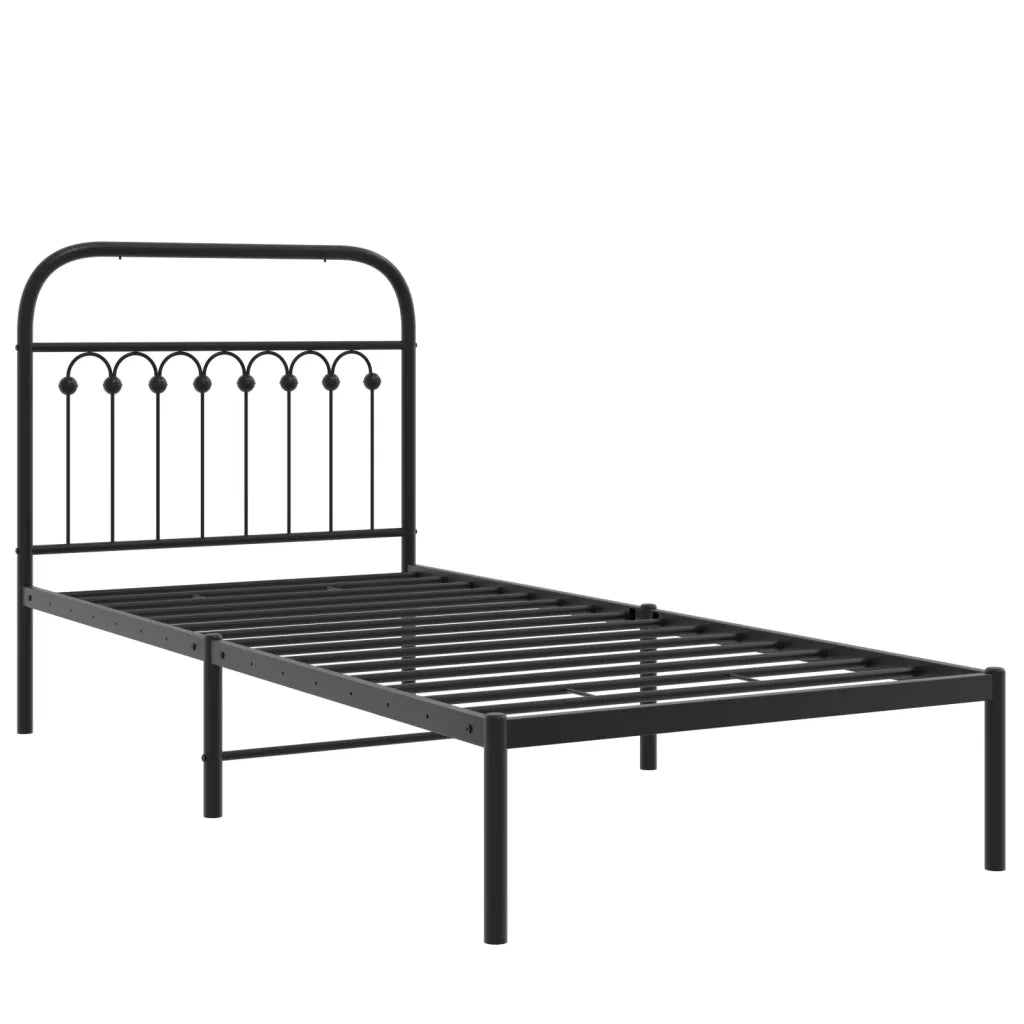 Giroletto con Testiera-Struttura Letto con testiera in Metallo Nero 90x200 cm 565412