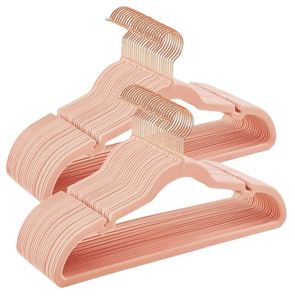 Grucce in velluto set da 30 antiscivolo con tacche barra per pantaloni gancio girevole a 360° salvaspazio spessore 6 cm lunghezza 43 cm rosa 12_0005083