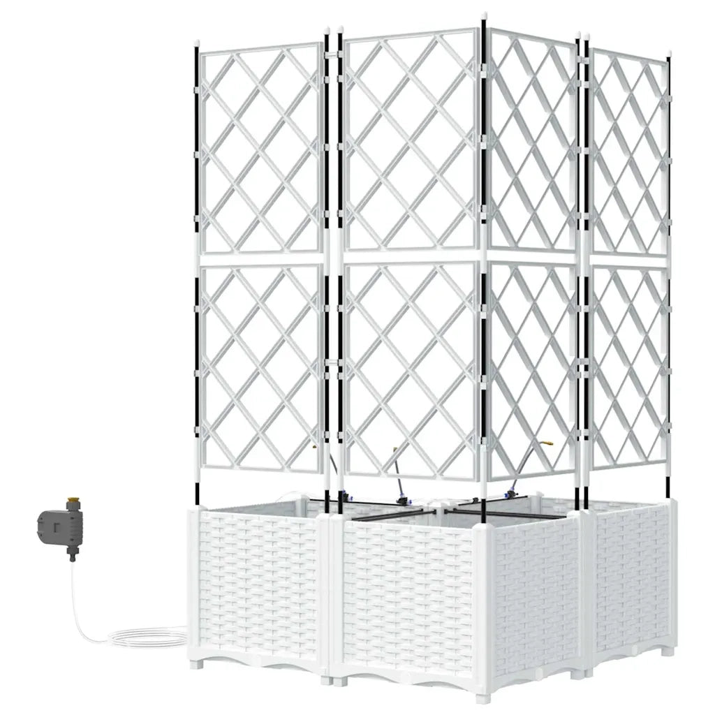 vidaXL Vasi da giardino Bianco 80 x 80 x 142 cm Acciaio