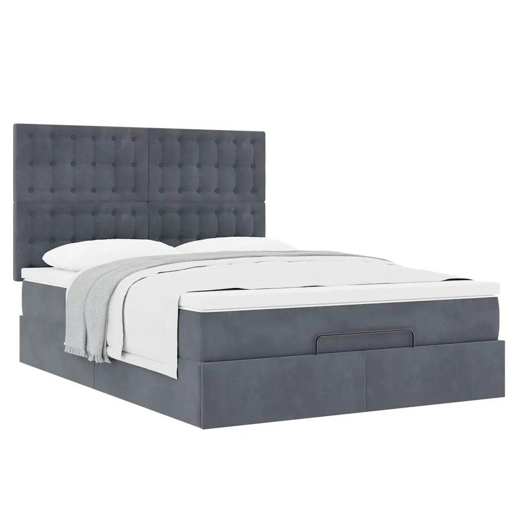 Struttura Letto Pouf con Materassi 140x200 cm in Velluto