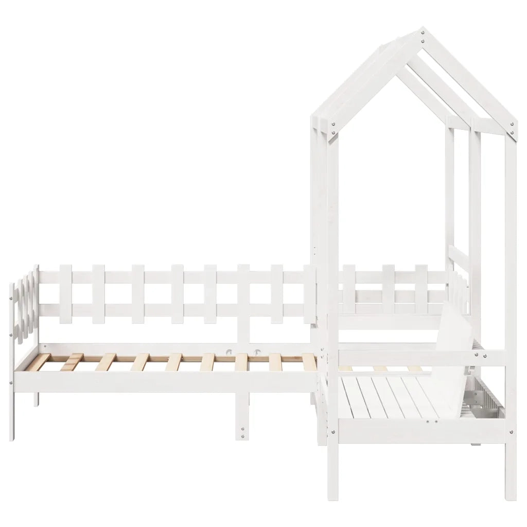 Set Dormeuse e Panca con Tetto Bianco 80x200cm Massello Pino