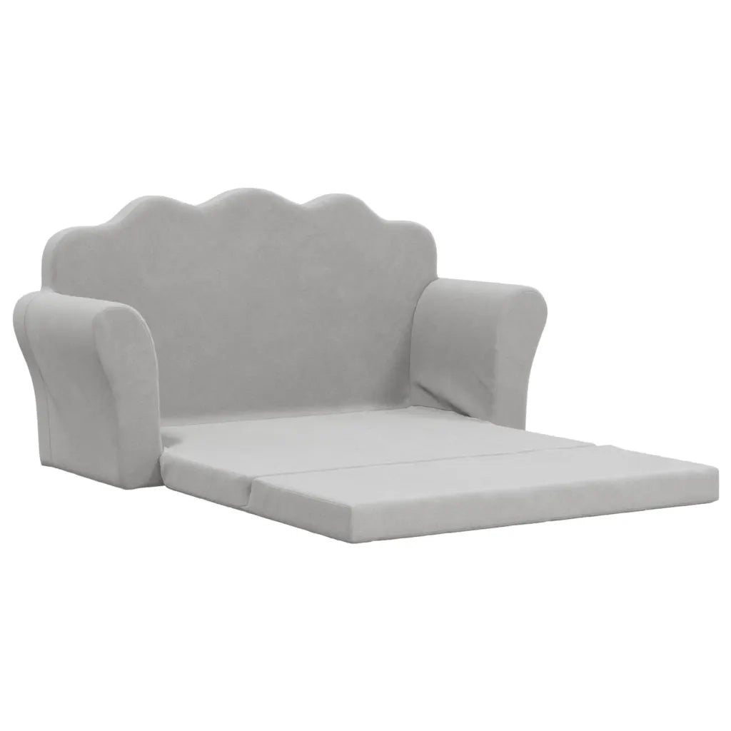 Divano Letto Bambini a 2 Posti Grigio Chiaro in Morbido Peluche 357059