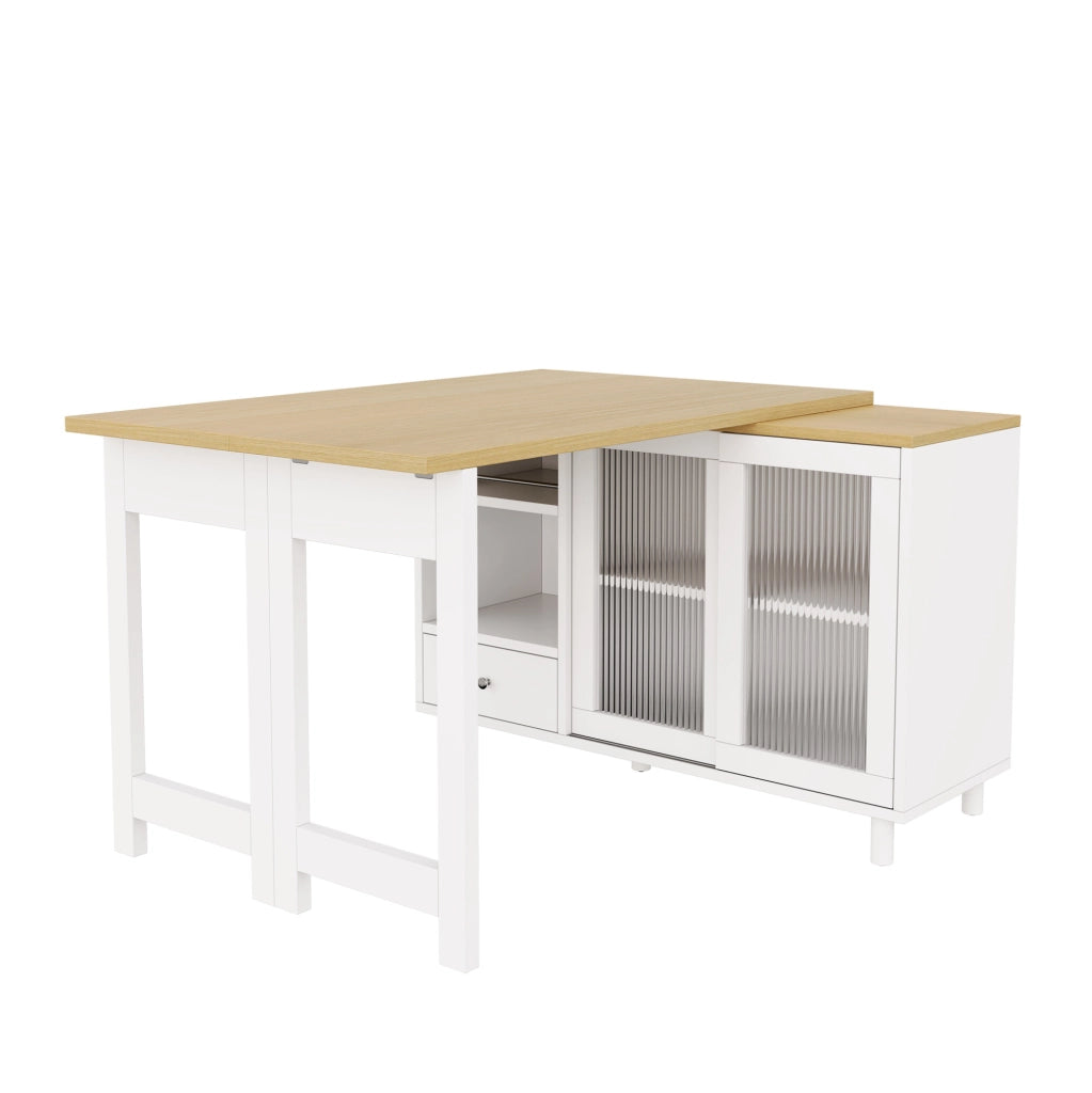 Tavolo da pranzo estensibile 120x40x75,5 cm in MDF bianco con contenitore