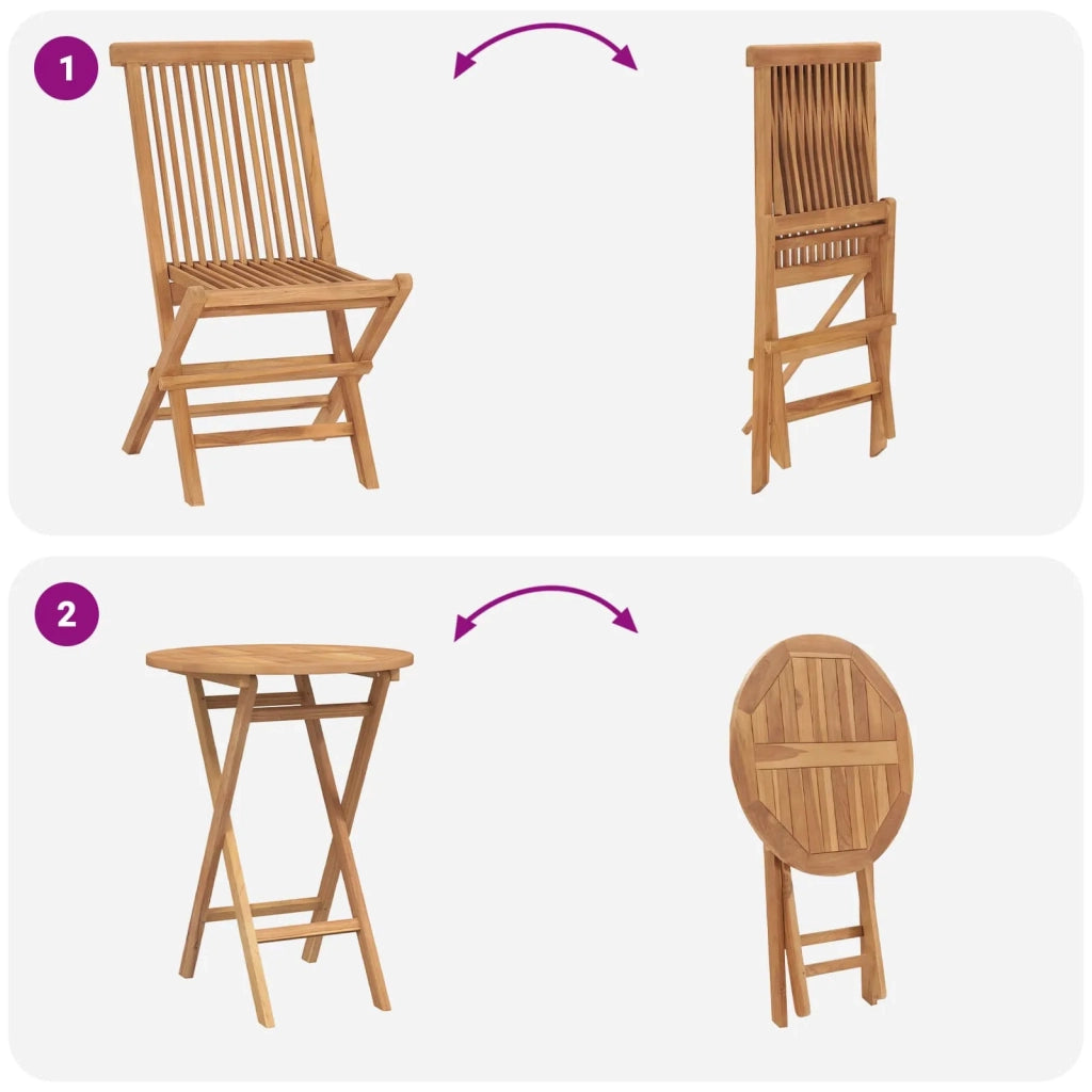 Set da Giardino 5 pz Marrone Legno Teak Massello 3437385