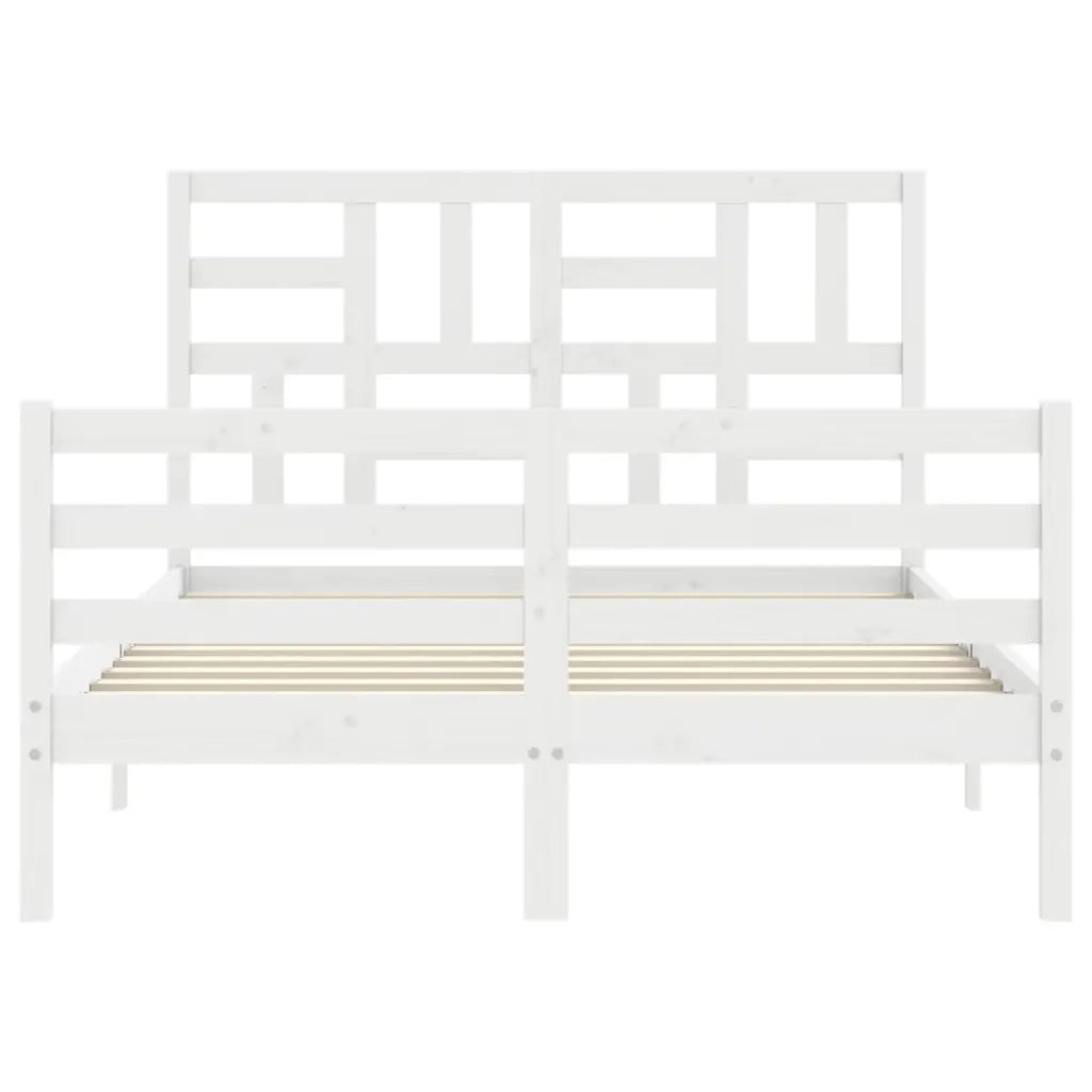 Giroletto con Testiera-Struttura Letto con testiera Bianco 140x200 cm in Legno Massello 734385