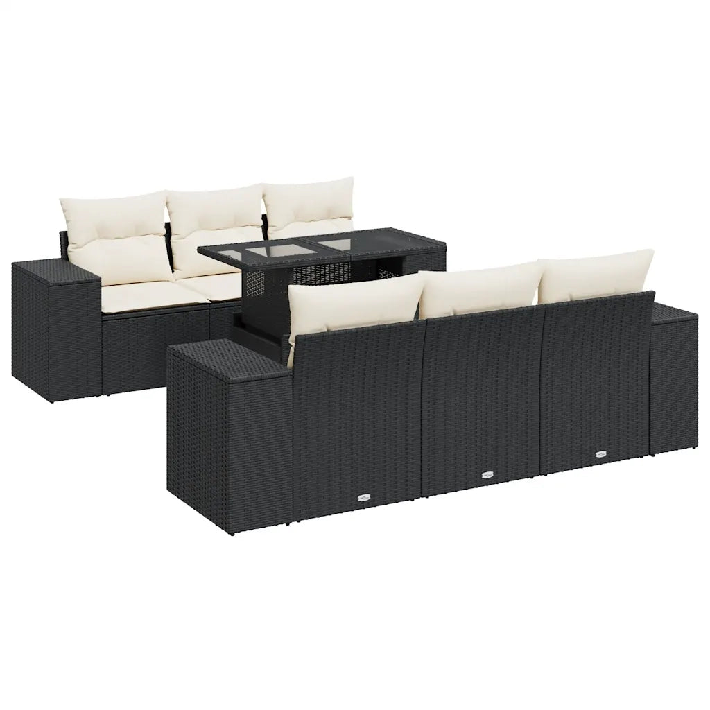 Set Divani da Giardino con Cuscini 7pz Nero Polyrattan 3326737