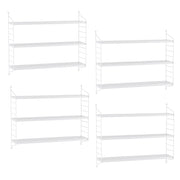 Set di 4 Scaffali da Parete Strängnäs a 3 Ripiani Regolabili  50 x 60 x 15 cm Acciaio Bianco [en.casa]