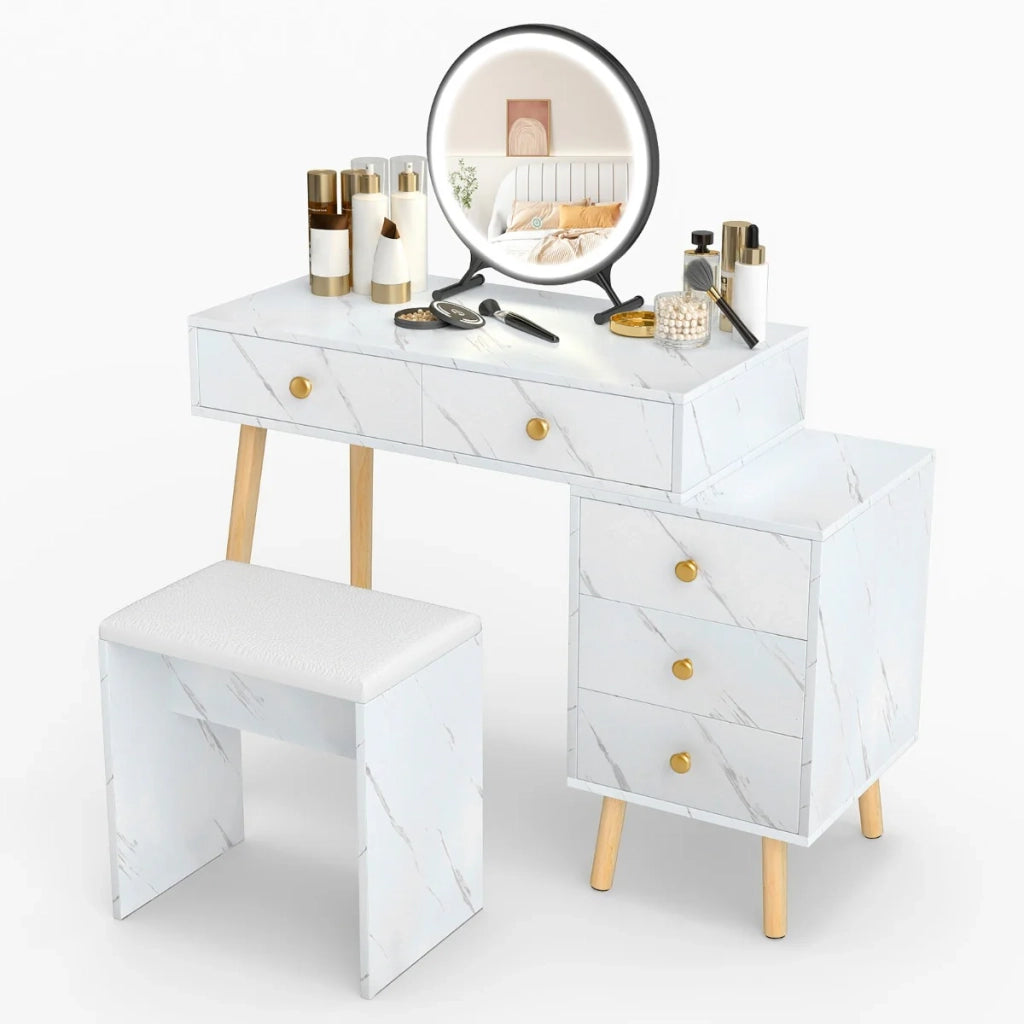 Toeletta con specchio rimovibile 100 x 45 x 116,5 cm 3 modalità di illuminazione spazio ottimale per riporre gli oggetti design moderno in MDF bianco 20_0018278