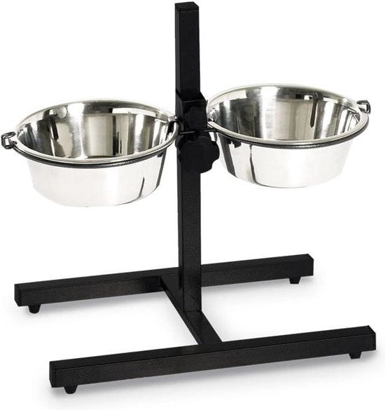 Stand per cani con 2 punte - Incluso 2 vasi - 2 x 2,80 litri - Ø25 cm stand per pavimento per cani