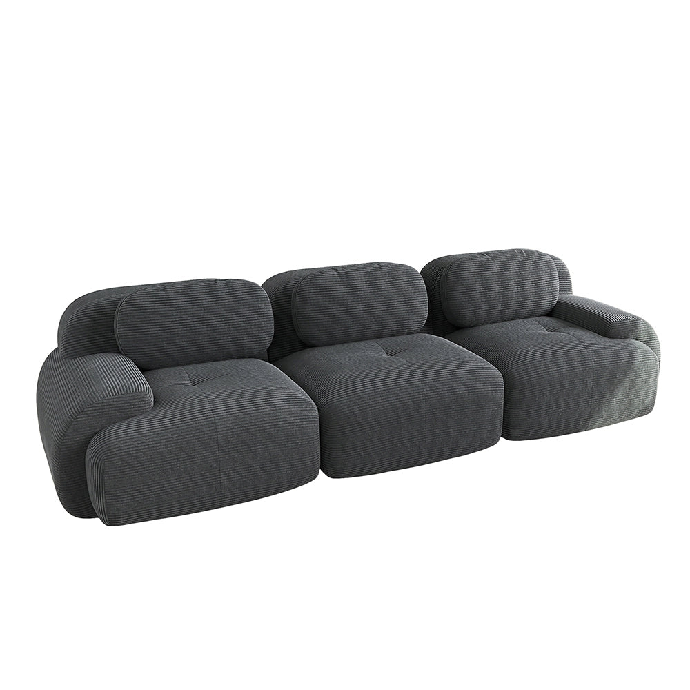 Divano 3 posti in velluto premium - Xylo - Modulabile, antiscivolo, senza montaggio, grigio