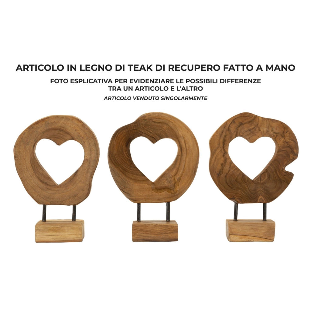 Scultura Cuore 8, Marrone, Legno, 20x10x28 cm