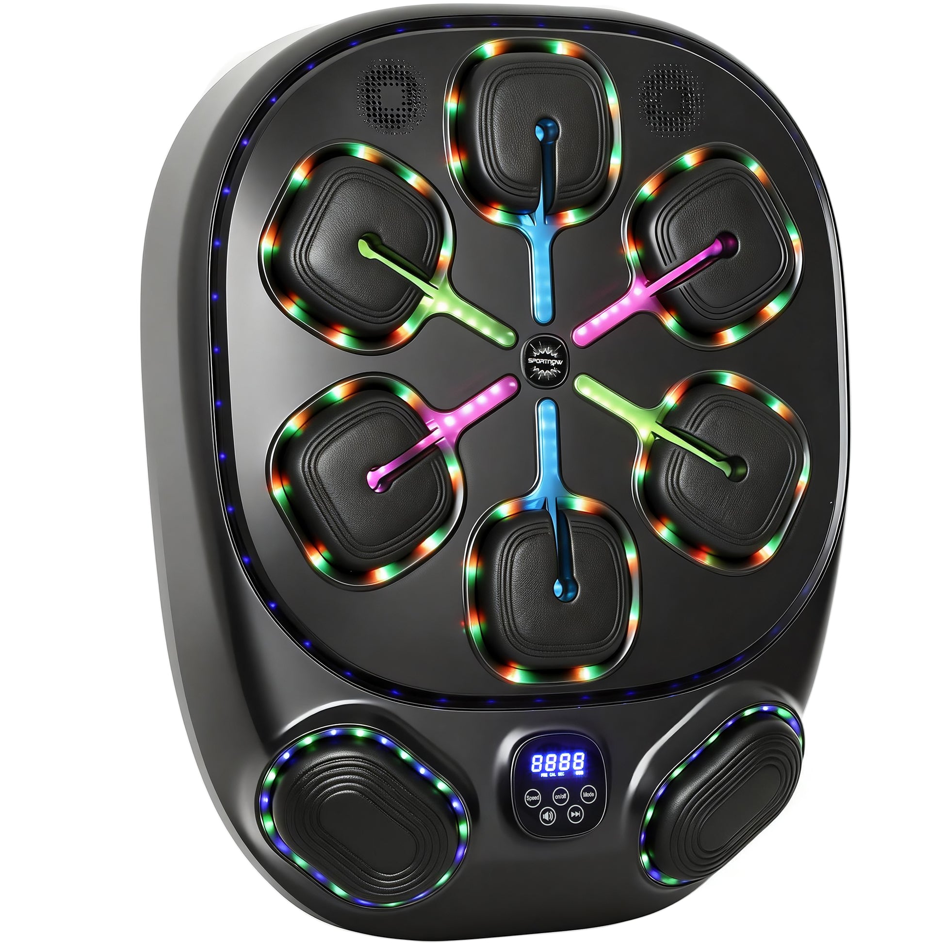 Macchina da Boxe a Parete con 9 Modalità Luci LED e Connessione Bluetooth 61x48x11 cm Nero