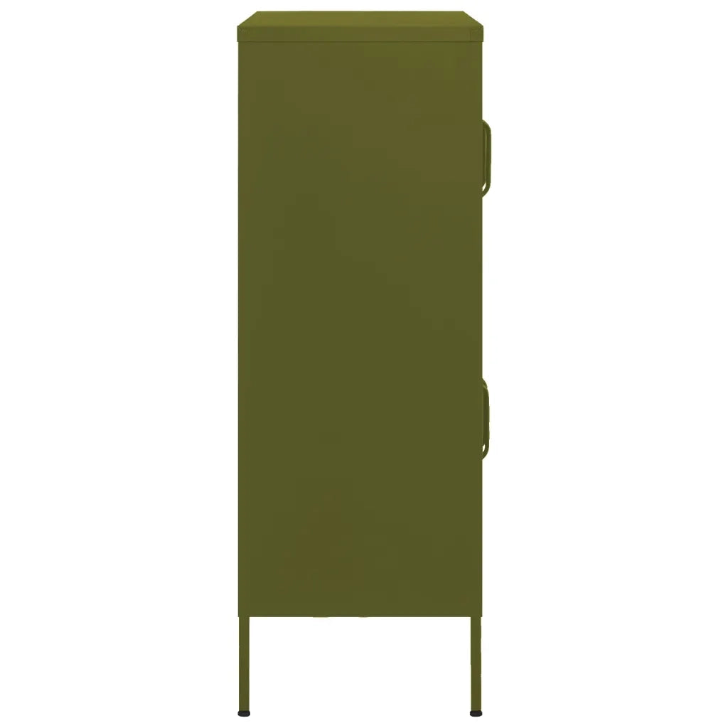 Mobile contenitore moderno con 2 ripiani regolabili 80 x 35 x 101 cm acciaio verde oliva 02_0046826