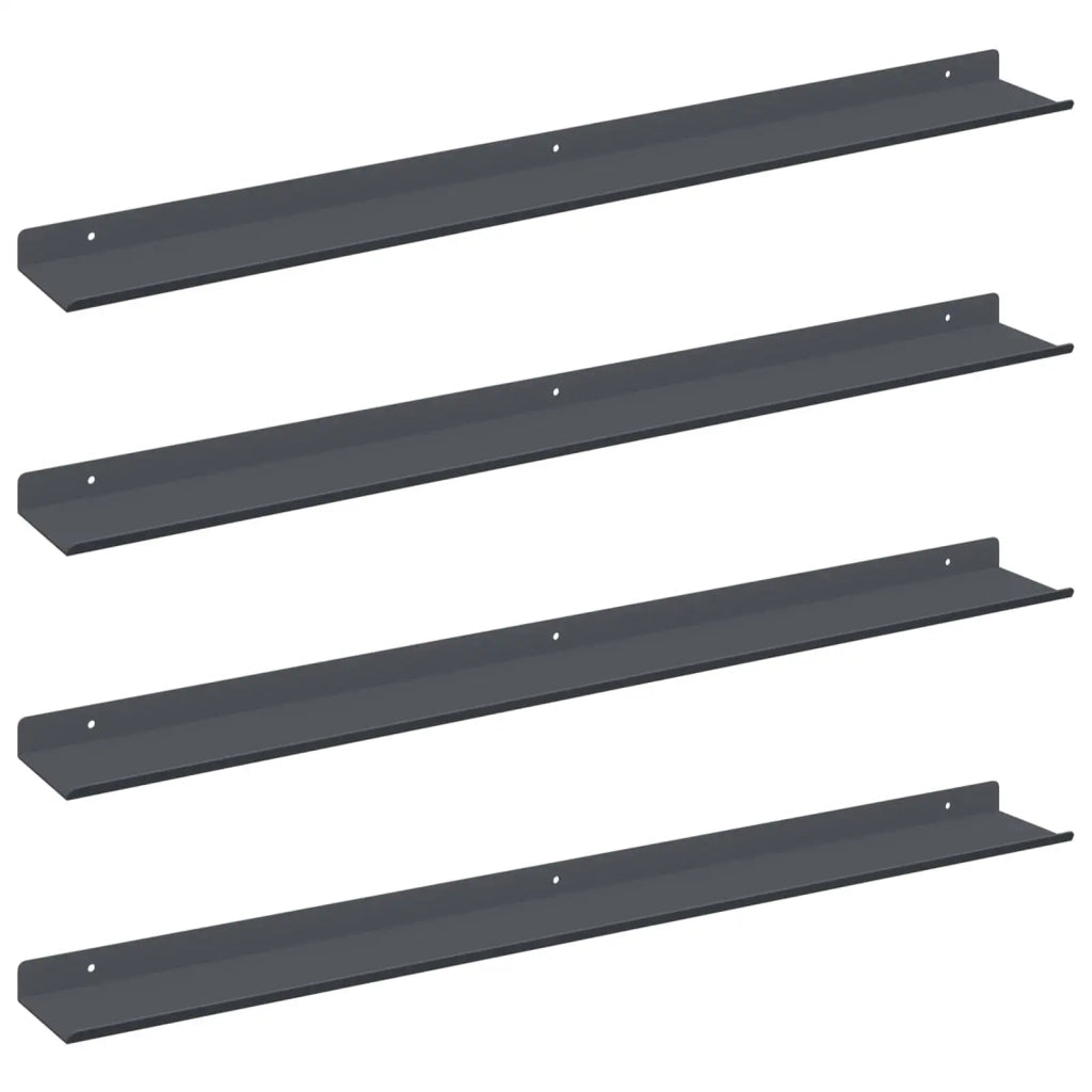 4 pz Mensola | Ripiano | Scaffale sospesa Antracite 80 x 9 x 2,5 cm Acciaio