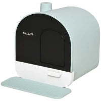 Lettiera per Gatti Chiusa con Filtri, Paletta e Vassoio, Struttura in PP, 43x44x47cm, Verde