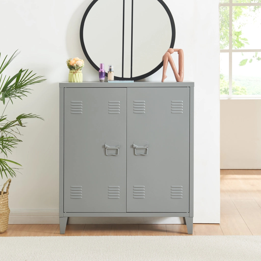 Armadietto da Ufficio Oripää in Acciaio 90 x 80 x 33 cm Grigio scuro [en.casa]