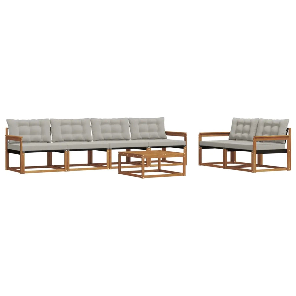 Set di divani da esterno 7 pcs Grigio Naturale e Chiaro 3369210