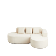 Divano angolare con chaise longue curva; in velluto a coste; beige 220 × 155 × 70 cm