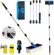 Wasschborstello Telescopico per Auto, Camper e Furgone con Manico Telescopico, Materiale Alluminio, Nero, Medio, per Auto, Camion, Bus, Furgone, Camper, Pannelli Solari, Rivestimenti Esterni, Spazzaneve