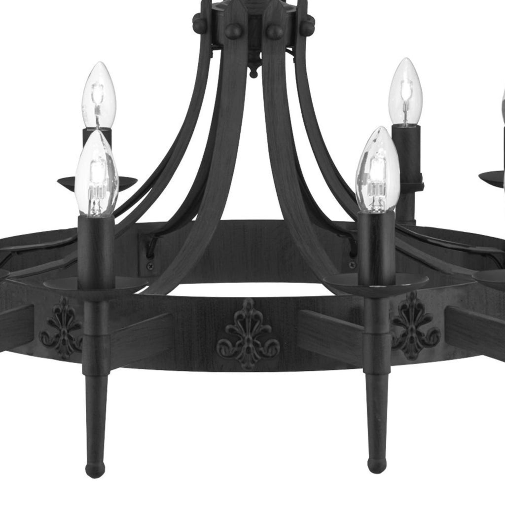 Cartwheel II 12Lt Pendant - Ferro battuto nero
