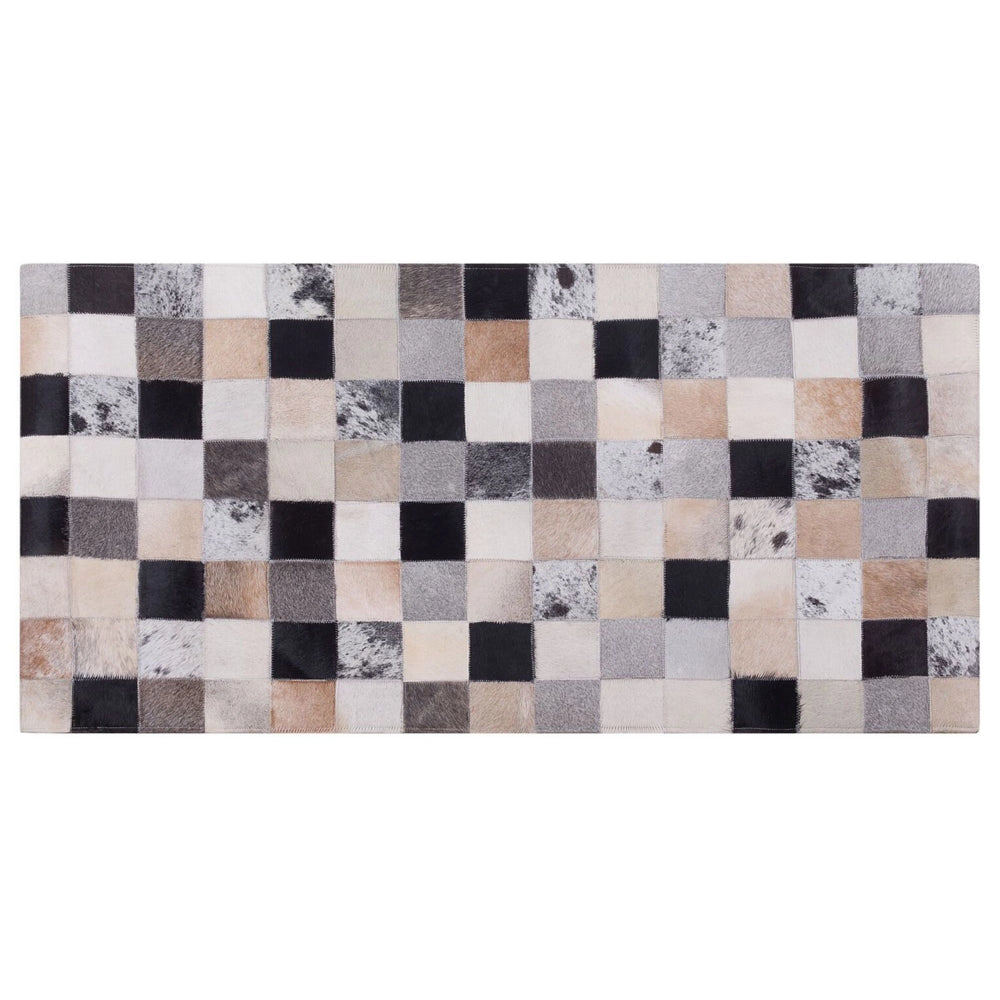 Tappeto tappetino Multicolore Pelle Bovina 80 x 150 cm Rettangolare Fatto a Mano