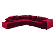 Cosmopolitan Design - Divano angolare modulare reversibile "Rome" 7 posti in velluto rosso 